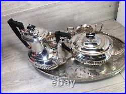 Antique 4 piece tea coffee set milk sugar and large tray superb condition