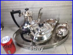 Antique 4 piece tea coffee set milk sugar and large tray superb condition