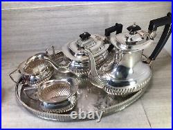 Antique 4 piece tea coffee set milk sugar and large tray superb condition