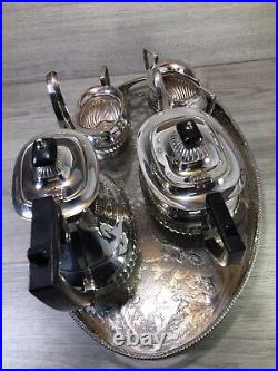 Antique 4 piece tea coffee set milk sugar and large tray superb condition