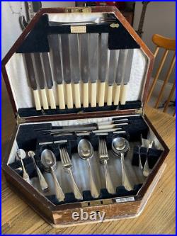 Antique 53 Piece Silver Plated Canteen of Cutlery engraved C Walker & Hall