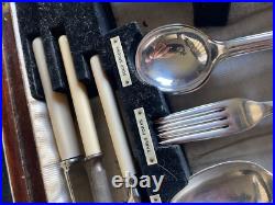 Antique 53 Piece Silver Plated Canteen of Cutlery engraved C Walker & Hall