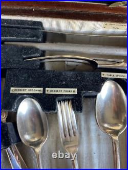 Antique 53 Piece Silver Plated Canteen of Cutlery engraved C Walker & Hall