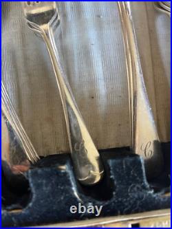 Antique 53 Piece Silver Plated Canteen of Cutlery engraved C Walker & Hall