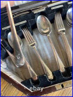 Antique 53 Piece Silver Plated Canteen of Cutlery engraved C Walker & Hall
