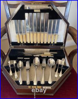 Antique 53 Piece Silver Plated Canteen of Cutlery for 6 Persons Walker & Hall