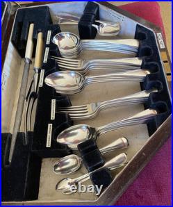 Antique 53 Piece Silver Plated Canteen of Cutlery for 6 Persons Walker & Hall