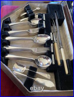Antique 53 Piece Silver Plated Canteen of Cutlery for 6 Persons Walker & Hall