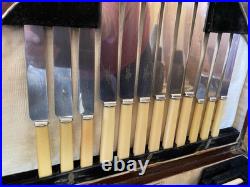 Antique 53 Piece Silver Plated Canteen of Cutlery for 6 Persons Walker & Hall