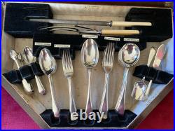 Antique 53 Piece Silver Plated Canteen of Cutlery for 6 Persons Walker & Hall