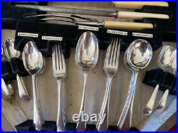 Antique 53 Piece Silver Plated Canteen of Cutlery for 6 Persons Walker & Hall
