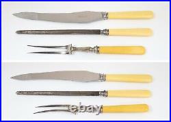 Antique 55-piece 6 person cutlery oak canteen with turkey set and working key