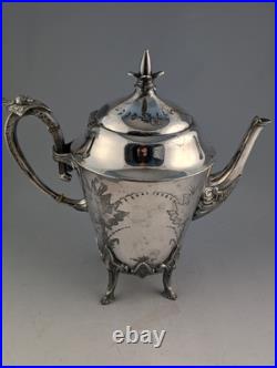 Antique 6 Piece Meriden Brittania Co Silver Plate Aesthetic Movement Tea Set