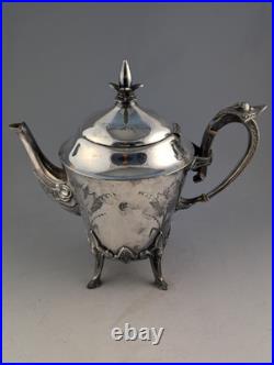 Antique 6 Piece Meriden Brittania Co Silver Plate Aesthetic Movement Tea Set
