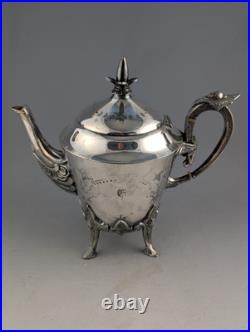 Antique 6 Piece Meriden Brittania Co Silver Plate Aesthetic Movement Tea Set