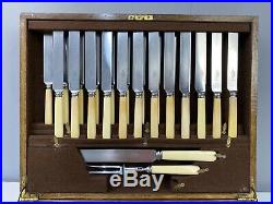 Antique 86 Piece Mappin & Webb Silver Plate Rat Tail Cutlery Canteen JU43#