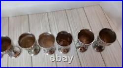 Antique 9 Pieces Silver Plate Kiddush Set Grape Vine Design