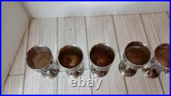 Antique 9 Pieces Silver Plate Kiddush Set Grape Vine Design