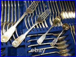 Antique Army & Navy CSI Oak Cased Silver Plated Part 82 Pieces Canteen Cutlery