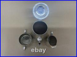 Antique Arts And Crafts Planished Silver Plated 3 Piece Tea Service C1920