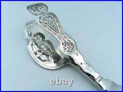 Antique Asparagus Tongs Ornate Engraved Victorian Silver Plated Mappin & Webb