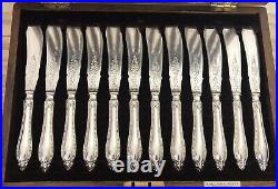 Antique Boxed 24 Piece Fish Cutlery Set Silver Plate Harrison Bros & Howson