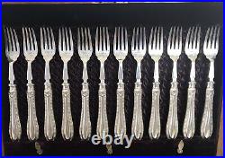 Antique Boxed 24 Piece Fish Cutlery Set Silver Plate Harrison Bros & Howson