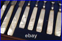 Antique CANTEEN 1846 With CUTLERY SET 24 Piece Silver Plated Mother Of Pearl-C23