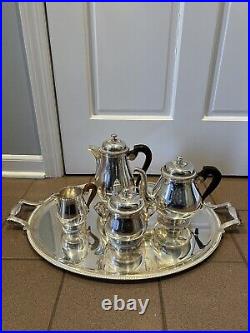 Antique Christofle Gallia Coffee and Tea Set Silver Plate 5 Piece