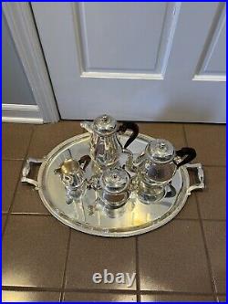 Antique Christofle Gallia Coffee and Tea Set Silver Plate 5 Piece
