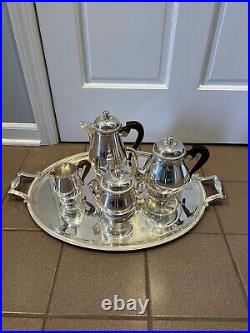 Antique Christofle Gallia Coffee and Tea Set Silver Plate 5 Piece