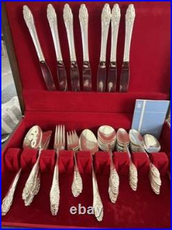 Antique Community The Finest Silver plate Flatware 57 Piece Set Floral Pattern