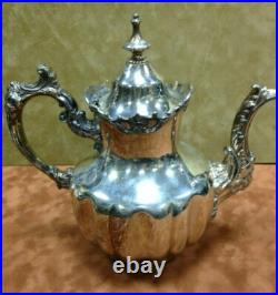 Antique Derby Silver Co. Quadruple Plate-4-Piece Tea Set and 1 Reed Barton Dish