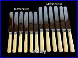 Antique Deykin & Harrison 55 Piece Cutlery Set Old English A. 1 Silver Plate