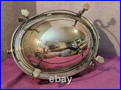 Antique Edwardian Revolving Domed Oval Silverplate Chafing Dish Food Warmer