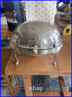 Antique Edwardian Silver Plate Three Piece Serving Warmer Breakfast Vintage
