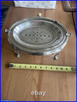 Antique Edwardian Silver Plate Three Piece Serving Warmer Breakfast Vintage