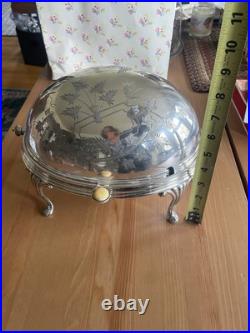 Antique Edwardian Silver Plate Three Piece Serving Warmer Breakfast Vintage