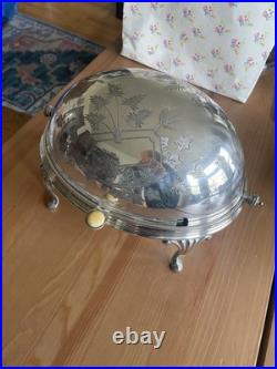 Antique Edwardian Silver Plate Three Piece Serving Warmer Breakfast Vintage