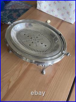 Antique Edwardian Silver Plate Three Piece Serving Warmer Breakfast Vintage