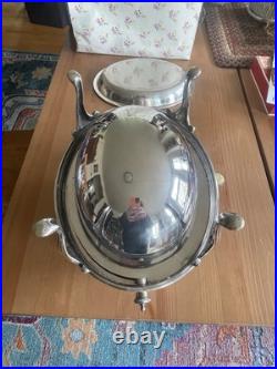 Antique Edwardian Silver Plate Three Piece Serving Warmer Breakfast Vintage