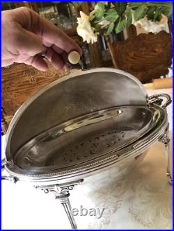 Antique Edwardian Silver Plate Three Piece Serving Warmer Hallmarked