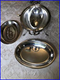 Antique Edwardian Silver Plate Three Piece Serving Warmer Hallmarked