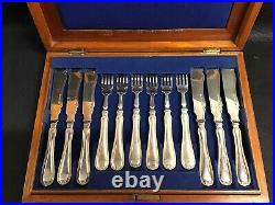 Antique Elkington Silver Plated Mahogany Cased 24 Piece Cutlery Set 1864