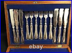 Antique Elkington Silver Plated Mahogany Cased 24 Piece Cutlery Set 1864