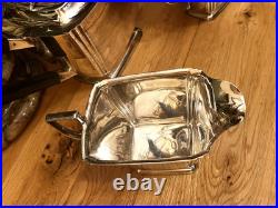 Antique English Art Deco Silver Plated 3 Piece Tea Set