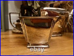 Antique English Art Deco Silver Plated 3 Piece Tea Set