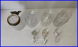 Antique English Cut Crystal 4 Piece Condiment Set Cruet Georgian Silver Plate