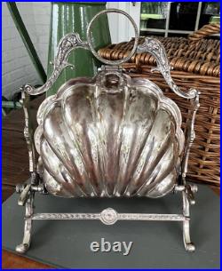 Antique English Silver Plate Biscuit Warmer Folding Clamshell Muffin Biscuit Box