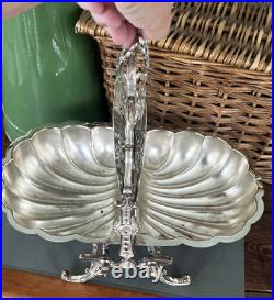 Antique English Silver Plate Biscuit Warmer Folding Clamshell Muffin Biscuit Box
